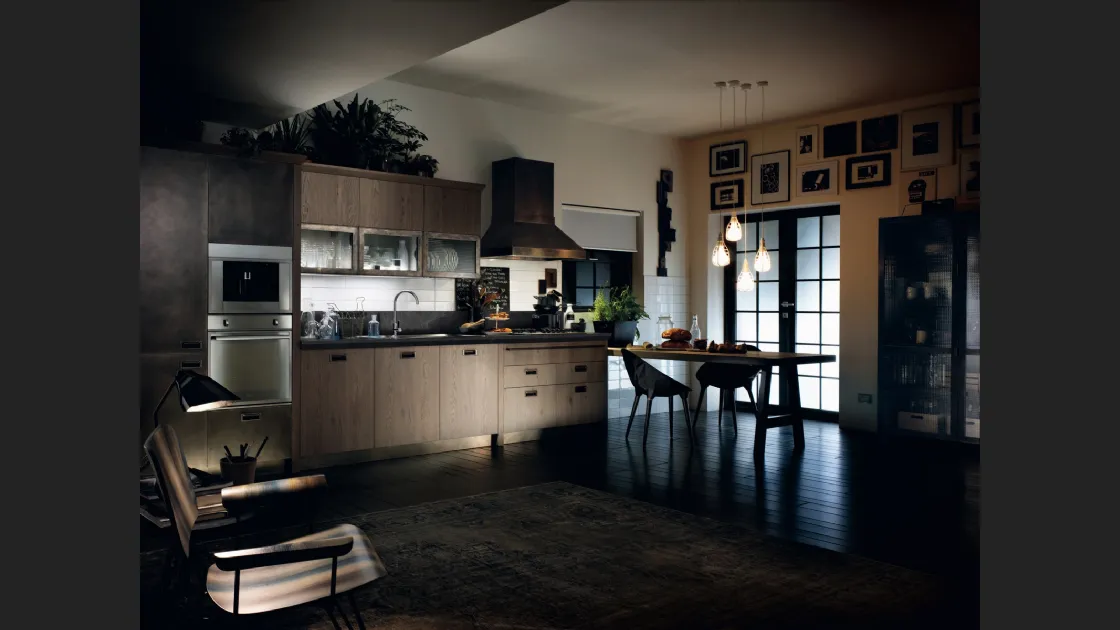 Cucina Moderna Diesel Social Kitchen in Ruxe Grey con penisola di Scavolini