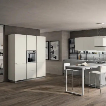 Cucina Moderna Evolution in Concrete Medium e Bianco opaco di Scavolini