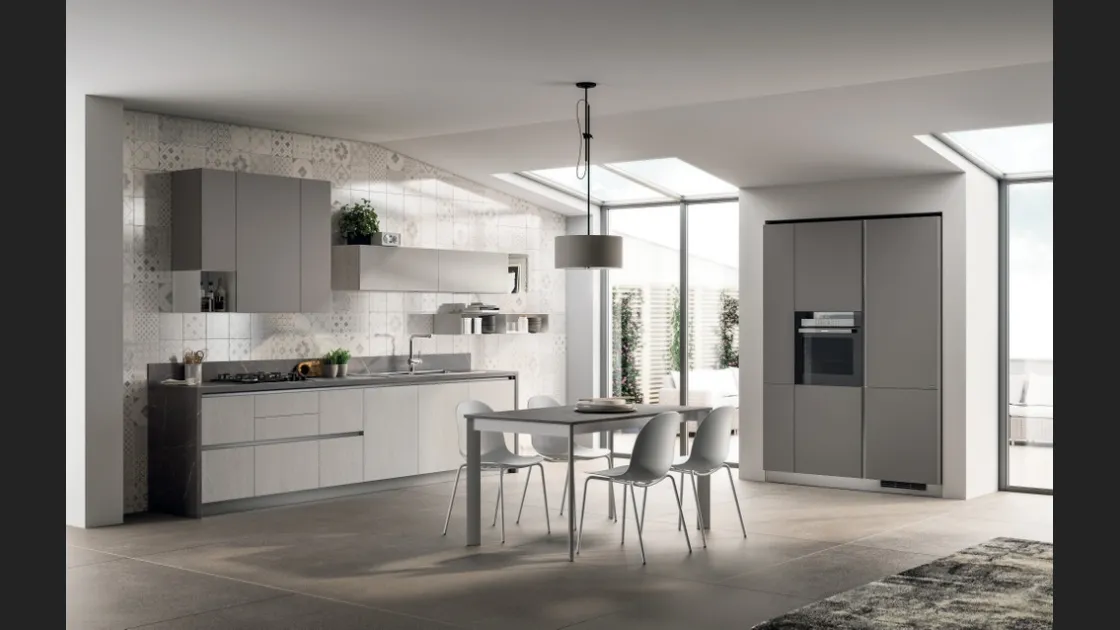 Cucina Moderna Evolution in Frassino Elegance e Pietra Grey di Scavolini