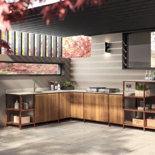 Cucina Moderna Formalia Outdoor 03 in tek di Scavolini