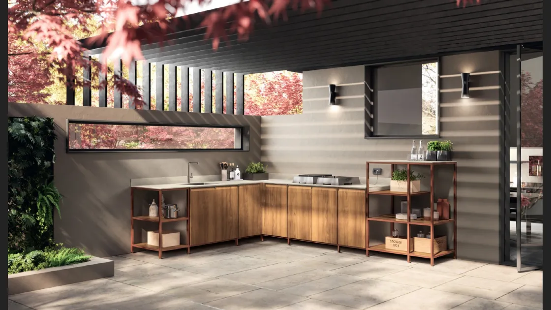 Cucina Moderna Formalia Outdoor 03 in tek di Scavolini
