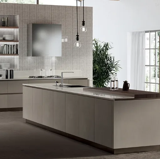 Cucina Moderna Liberamente Biomalta Argilla Delhi e Noce Royal di Scavolini