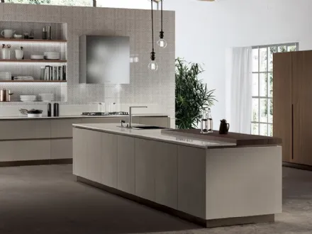 Cucina Moderna Liberamente Biomalta Argilla Delhi e Noce Royal di Scavolini