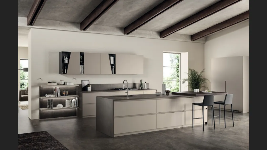 Cucina Moderne Liberamente Visone ed Antracite di Scavolini