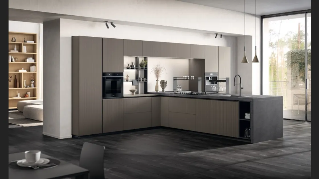 Cucina Moderna Mira in laminato Strips Urban Steel di Scavolini