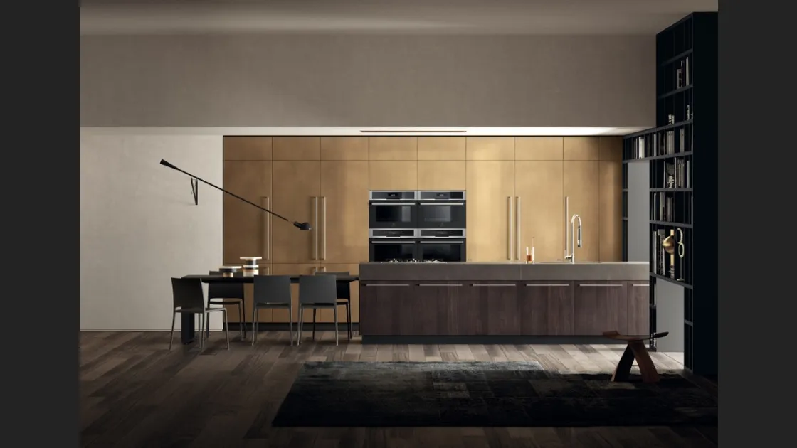 Cucina Moderna Mood Noce Saxony e laccato Stained Brass di Scavolini