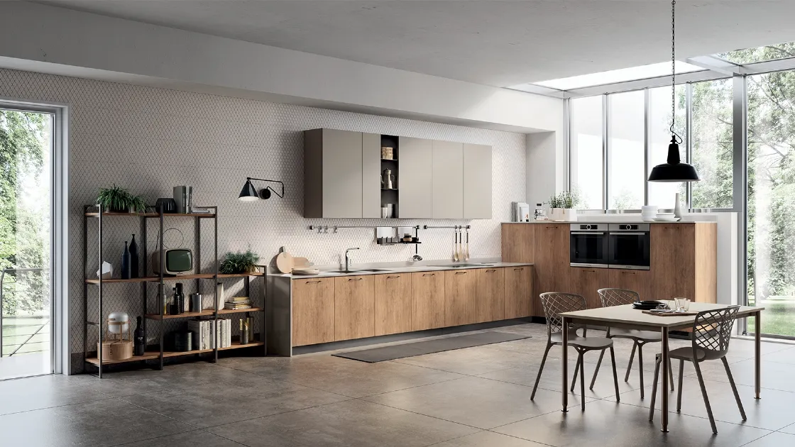 Cucina Moderna Mood in Rovere Landscape e laccato Visone di Scavolini