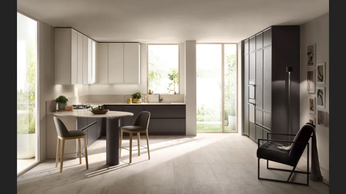 Cucina Moderna con penisola Poetica 07 in Frassino di Scavolini