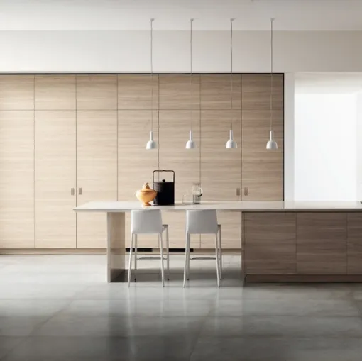 Cucina Moderna Qi in Olmo Hono con armadi Switch di Scavolini