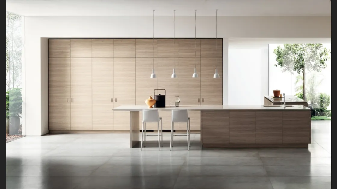 Cucina Moderna Qi in Olmo Hono con armadi Switch di Scavolini