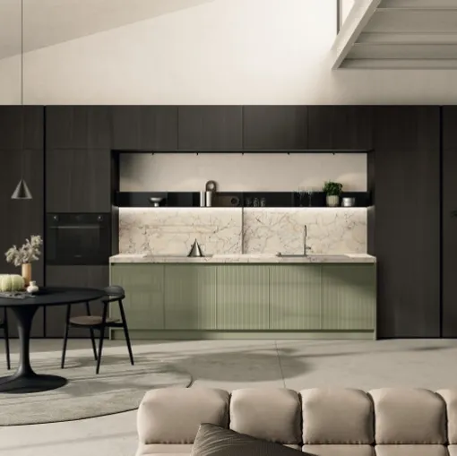 Cucina Moderna lineare Regola 03 in laccato e Rovere di Scavolini