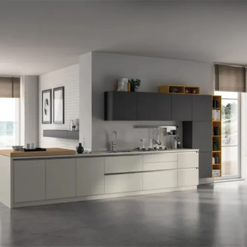 Cucina Evolution Rovere Nordic e Giallo Genziana di Scavolini