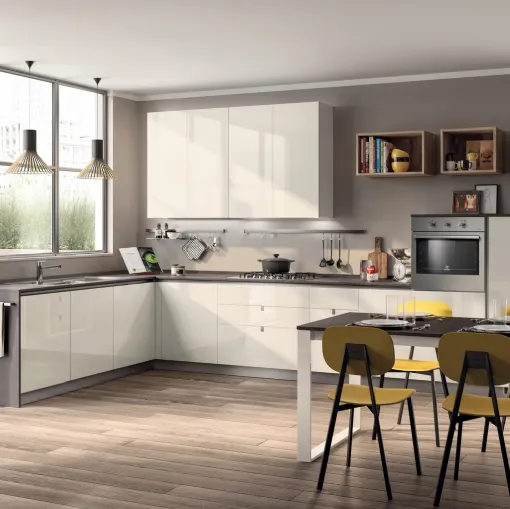 Cucina Moderna angolare Urban & Urban in laccato Bianco lucido di Scavolini