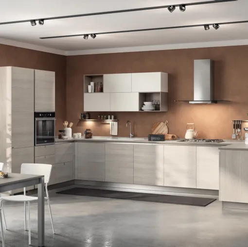 Cucina su misura Urban & Urban Minimal in decorativo Larice Pasha di Scavolini