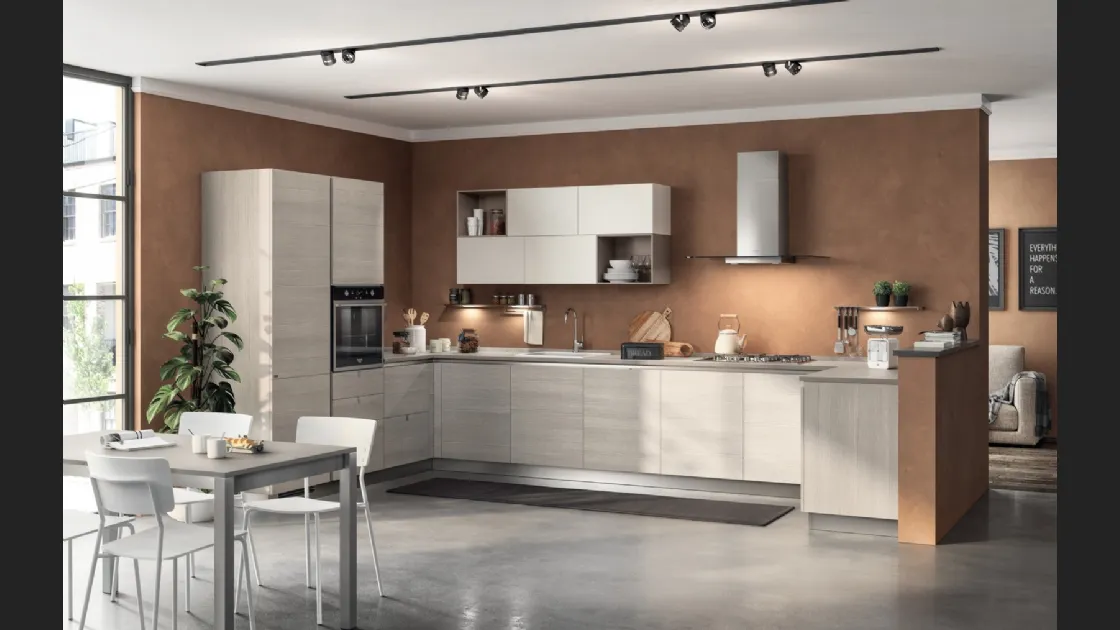 Cucina su misura Urban & Urban Minimal in decorativo Larice Pasha di Scavolini