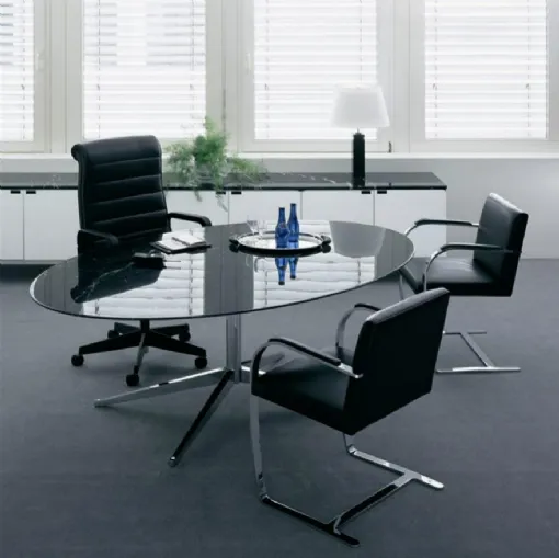 Scrivania Direzionale Florence Knoll Table Desk in vetro di Knoll